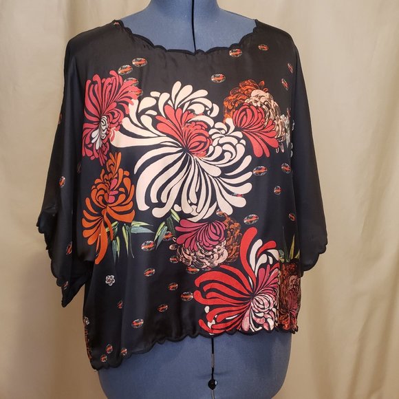 Johnny Was Silk Shirt, Size Large - Picture 3 of 9